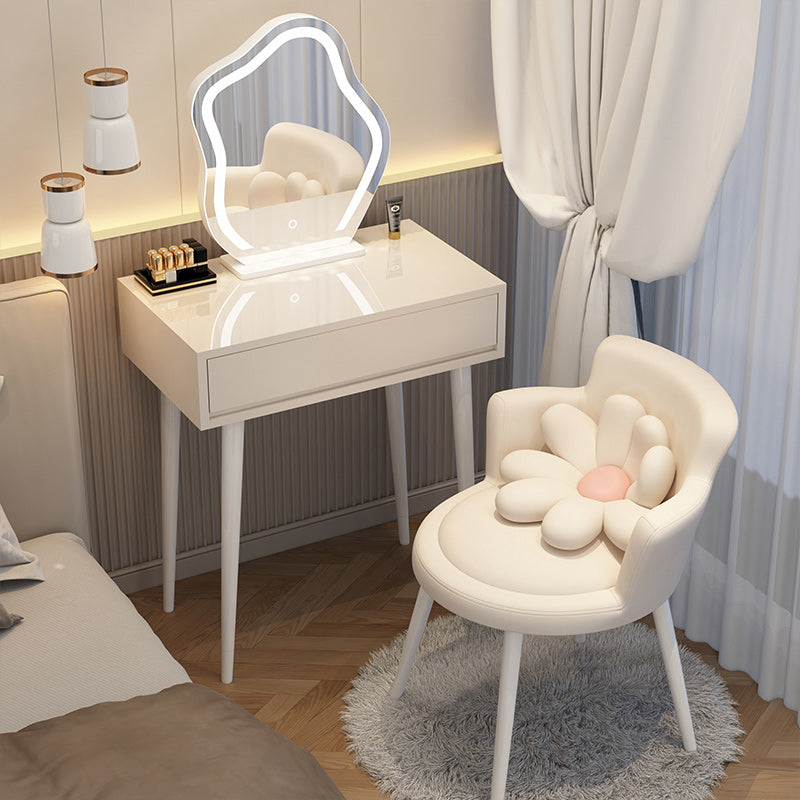 Contemporary Lighted Mirror Makeup Vanity Desk in Wood Vanity Dressing Table Set
