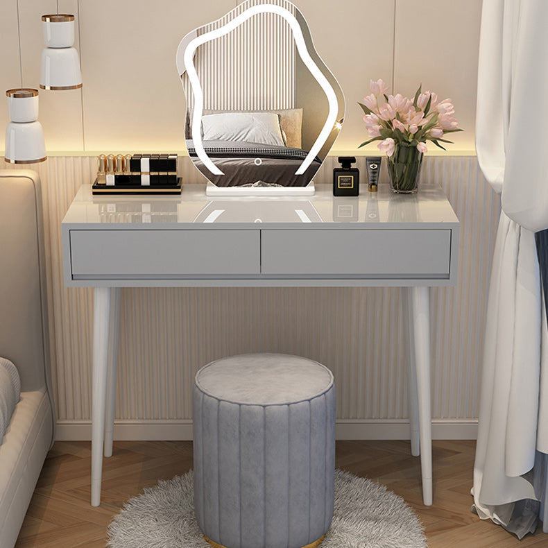 Contemporary Lighted Mirror Makeup Vanity Desk in Wood Vanity Dressing Table Set