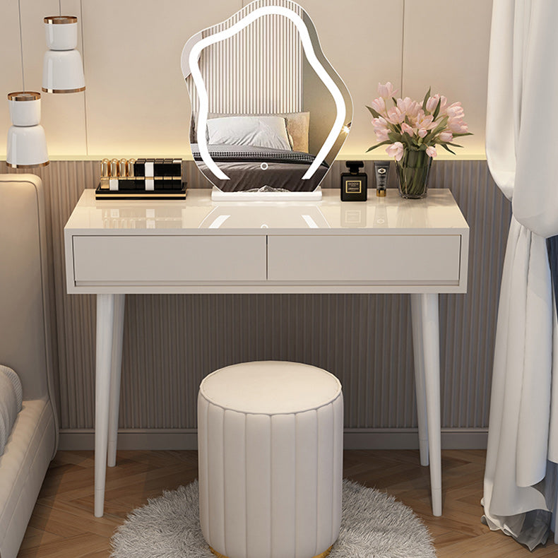 Contemporary Lighted Mirror Makeup Vanity Desk in Wood Vanity Dressing Table Set