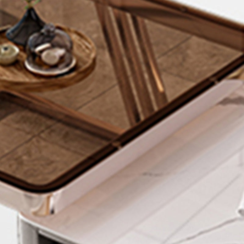 Square Coffee Table Glass Top Coffee Table Set with Golden Legs