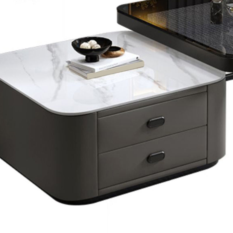Square Coffee Table Glass Top Coffee Table Set for Living Room