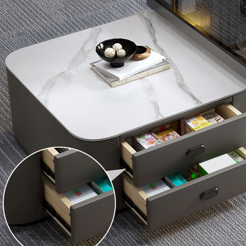Square Coffee Table Glass Top Coffee Table Set for Living Room