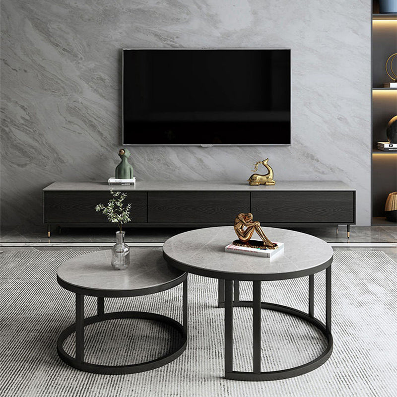 Rectangle Coffee Table Slate 2 Nesting Coffee Table Set for Living Room