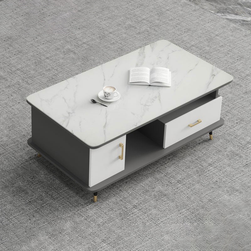 Rectangle Coffee Table Slate Coffee Cocktail Table with Storage Drawers