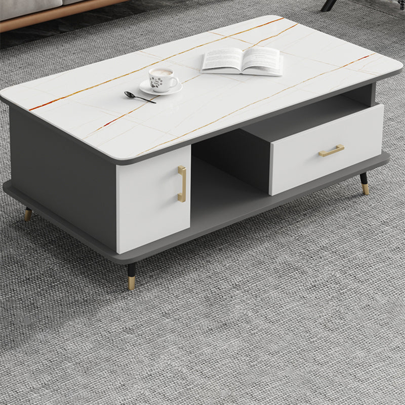 Rectangle Coffee Table Slate Coffee Cocktail Table with Storage Drawers