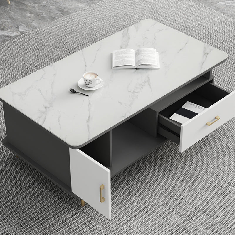 Rectangle Coffee Table Slate Coffee Cocktail Table with Storage Drawers