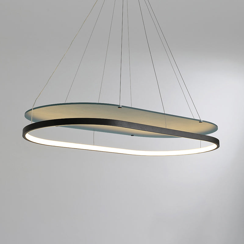 Acrylic Dual Oval Pendant Chandelier Modern LED Black/Gold Ceiling Hang Fixture for Dining Room