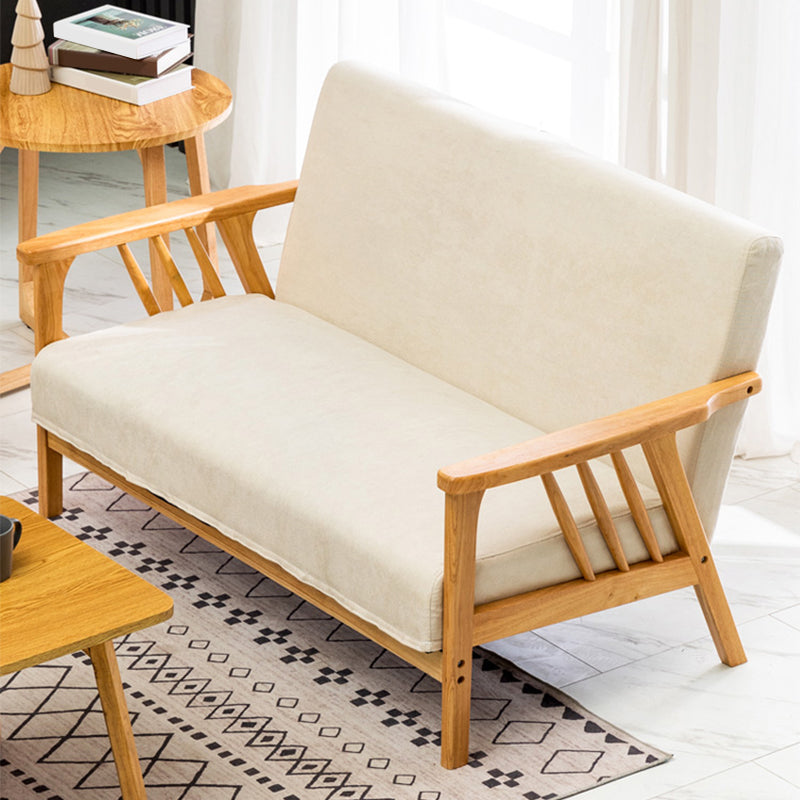 Square Arm Sofa Solid Wood Pillow Back Seating for Living Room