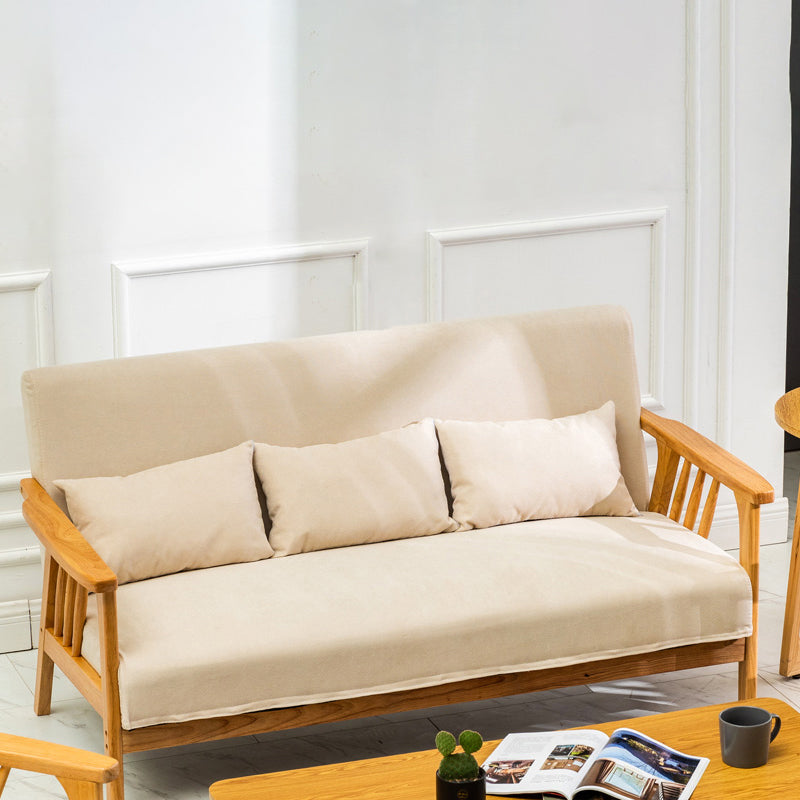 Square Arm Sofa Solid Wood Pillow Back Seating for Living Room