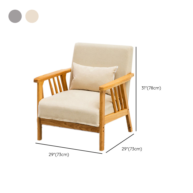 Square Arm Sofa Solid Wood Pillow Back Seating for Living Room