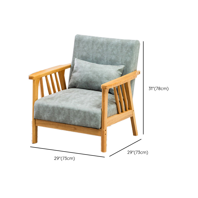 Square Arm Sofa Solid Wood Pillow Back Seating for Living Room
