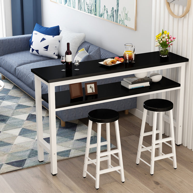 Modern Style Rectangle Bar Table Wood Table Metal Base for Dining Room
