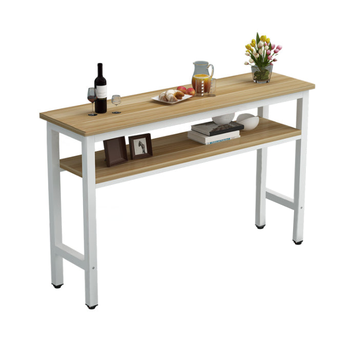 Modern Style Rectangle Bar Table Wood Table Metal Base for Dining Room