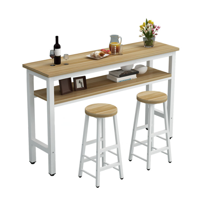 Modern Style Rectangle Bar Table Wood Table Metal Base for Dining Room