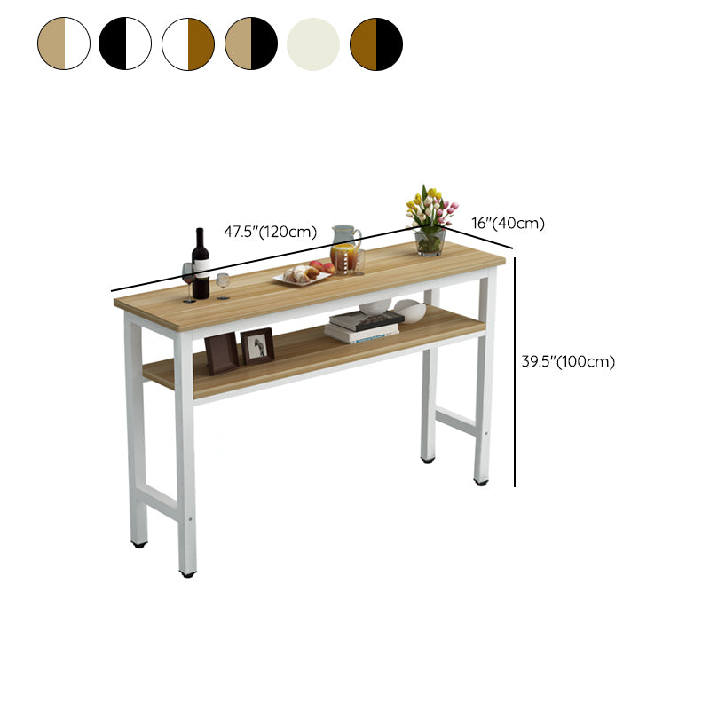 Modern Style Rectangle Bar Table Wood Table Metal Base for Dining Room