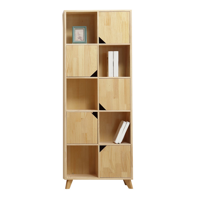 Wooden Closed Back Bookcase Standard Natural Bookshelf with Shelves