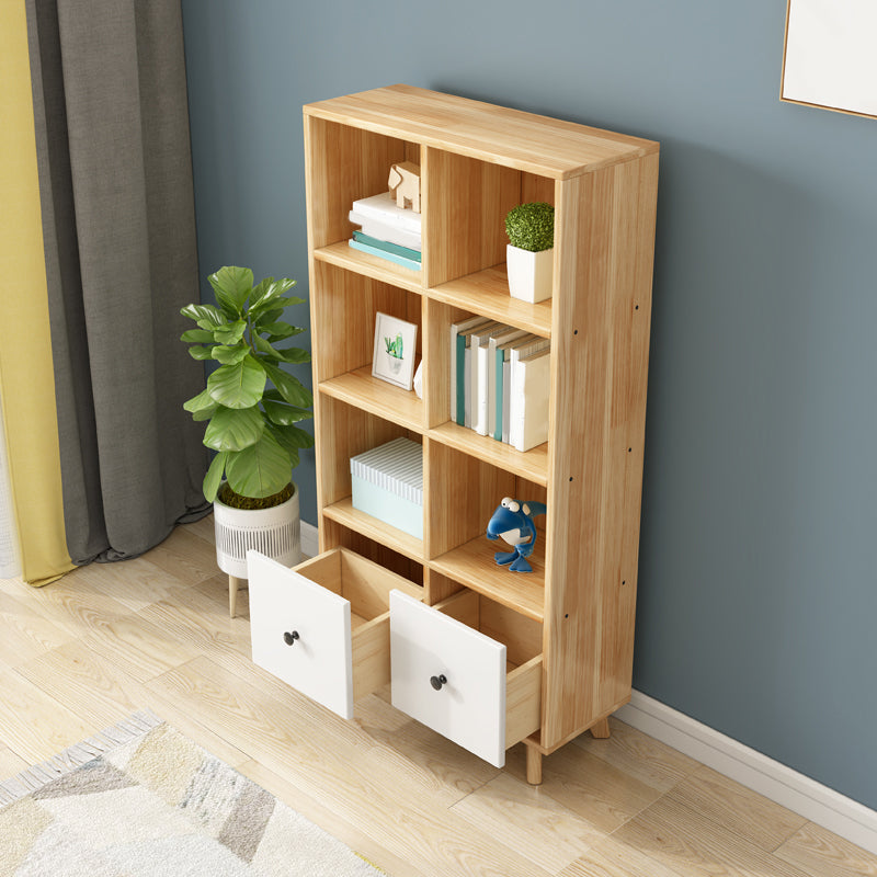 Wooden Closed Back Bookcase Standard Natural Bookshelf with Shelves
