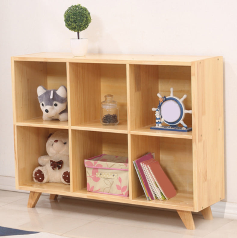 Wooden Closed Back Bookcase Standard Natural Bookshelf with Shelves