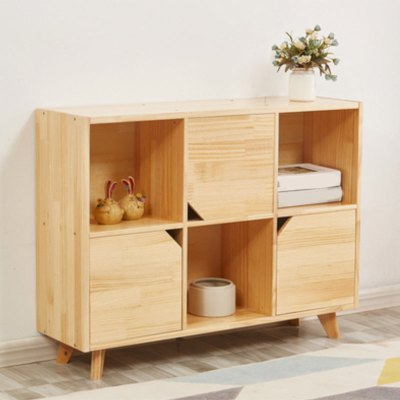 Wooden Closed Back Bookcase Standard Natural Bookshelf with Shelves