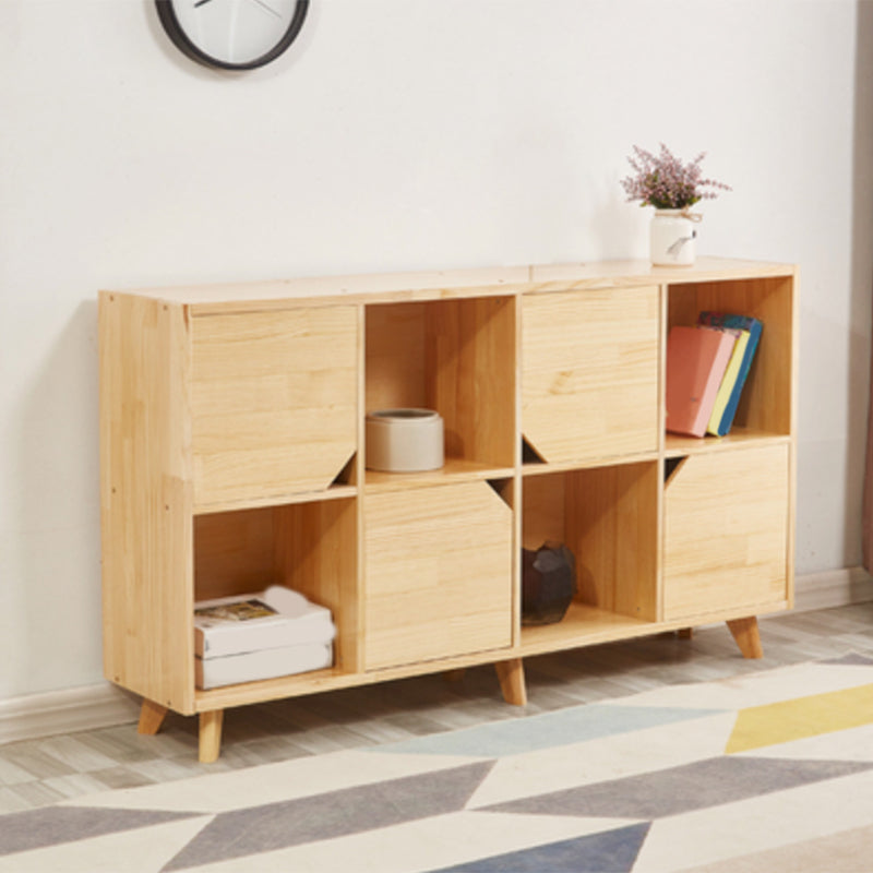 Wooden Closed Back Bookcase Standard Natural Bookshelf with Shelves