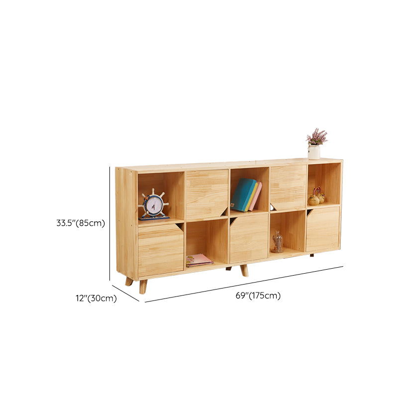 Wooden Closed Back Bookcase Standard Natural Bookshelf with Shelves