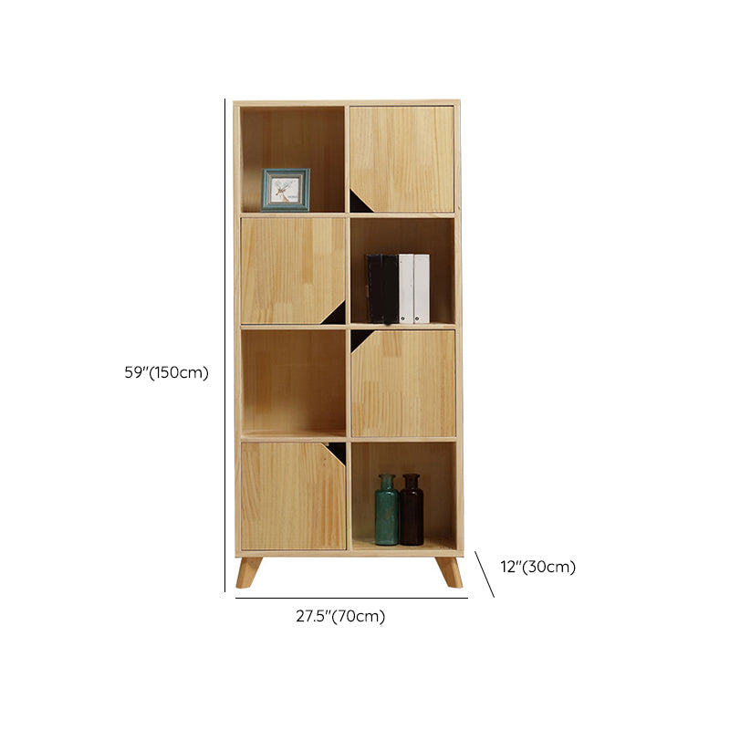 Wooden Closed Back Bookcase Standard Natural Bookshelf with Shelves
