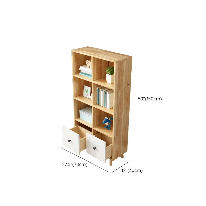 Wooden Closed Back Bookcase Standard Natural Bookshelf with Shelves