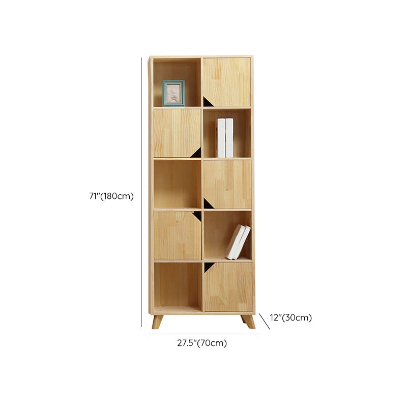 Wooden Closed Back Bookcase Standard Natural Bookshelf with Shelves