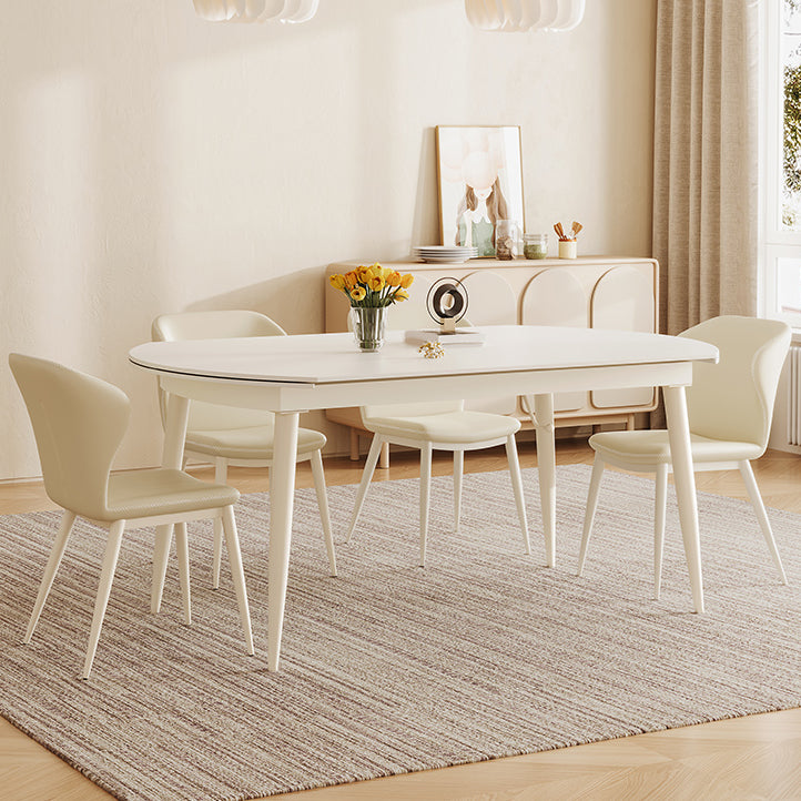 Extendable 1/5/7 Pieces Furniture Sintered Stone Dining Set in White