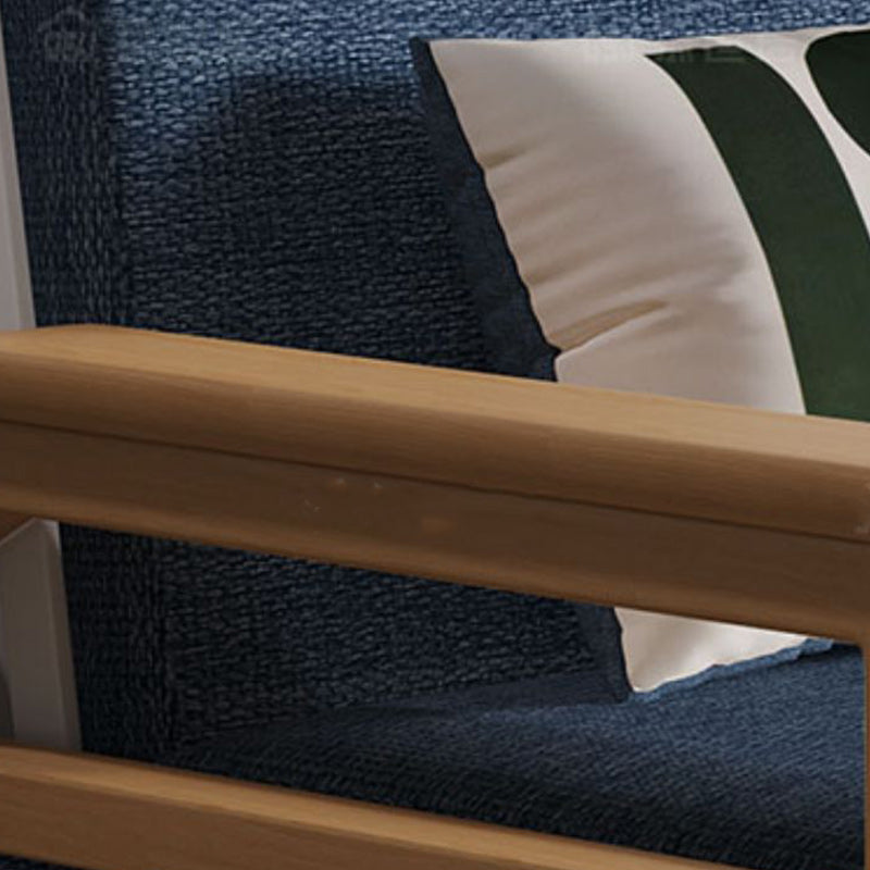 Scandinavian Blue Futon Sleeper Sofa Square Arms Futon and Mattress