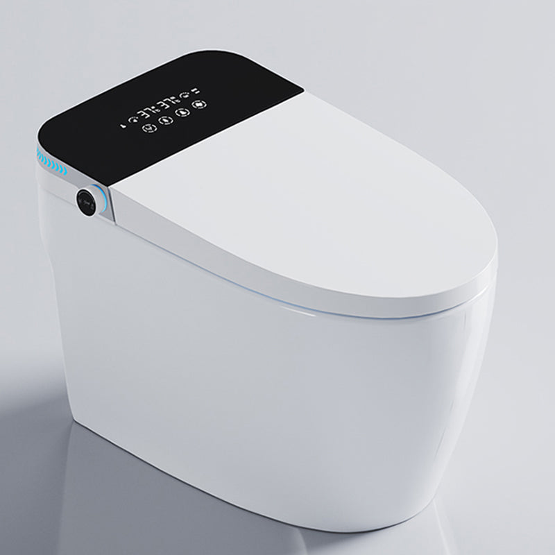 White Elongated Floor Standing Bidet with Heated Seat and Foot Sensor