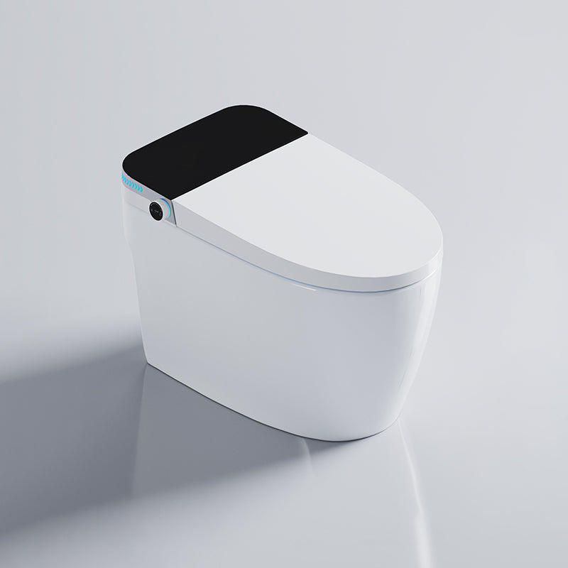 White Elongated Floor Standing Bidet with Heated Seat and Foot Sensor