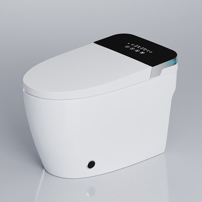 White Elongated Floor Standing Bidet with Heated Seat and Foot Sensor