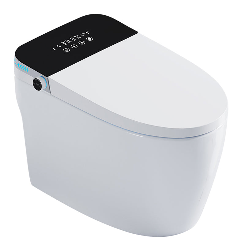 White Elongated Floor Standing Bidet with Heated Seat and Foot Sensor