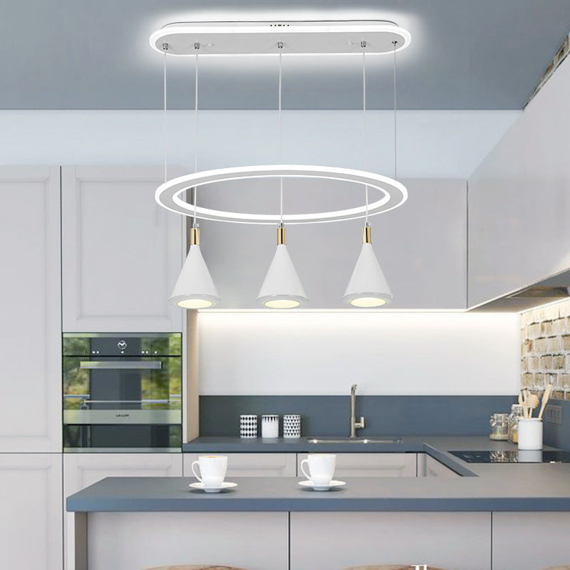 Pendentif multi-léger à cône blanc LED