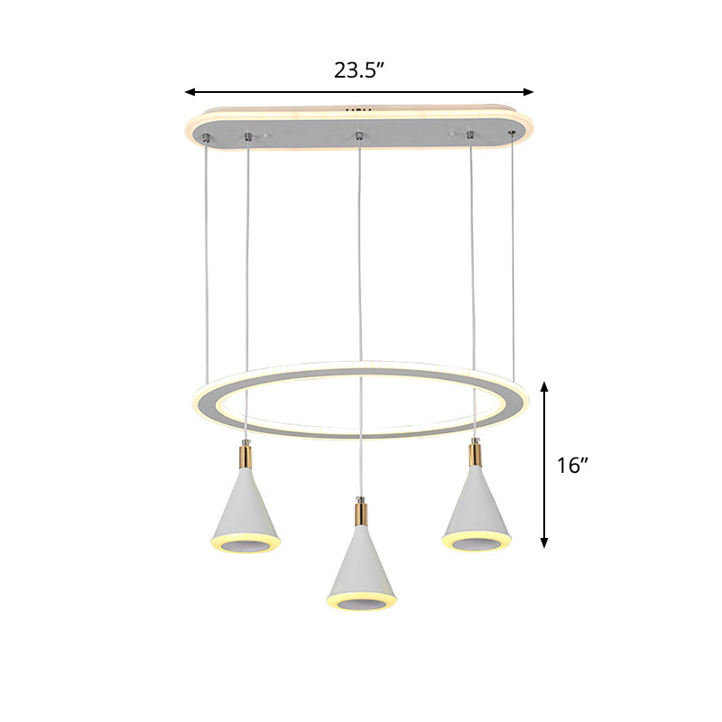 Pendentif multi-léger à cône blanc LED