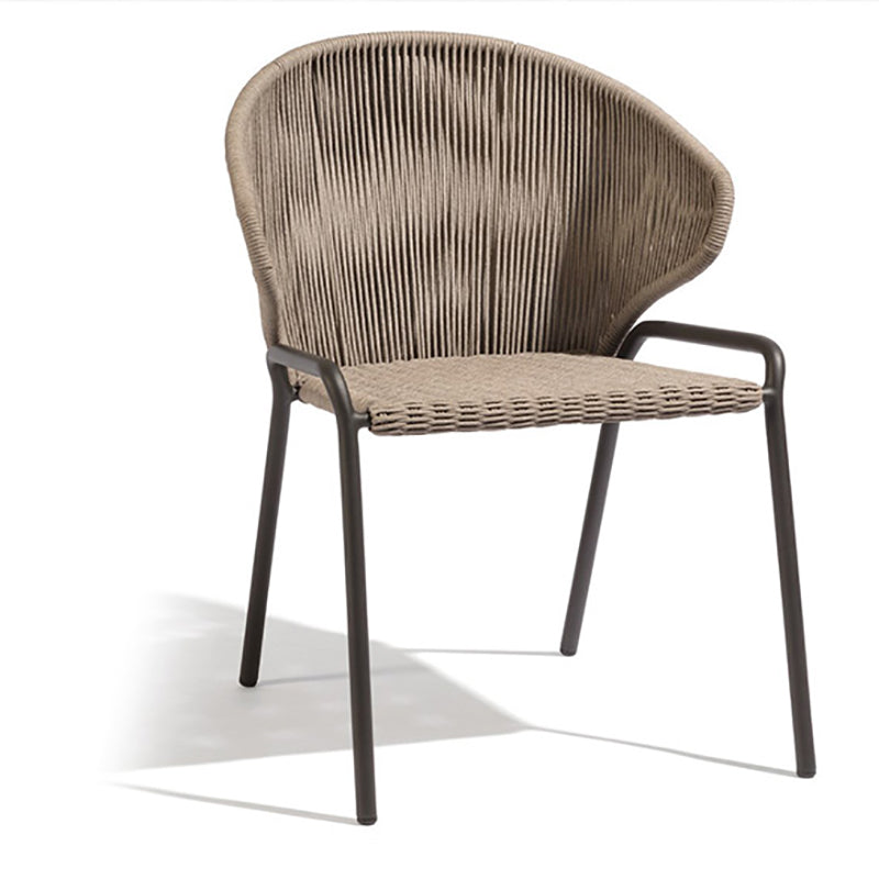 Tropical Outdoor Chair in Gray Rattan Dining Armchair Outdoors Dining Chair