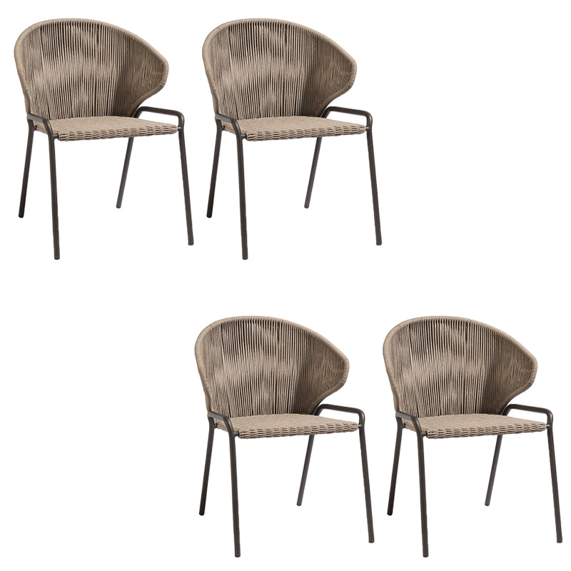 Tropical Outdoor Chair in Gray Rattan Dining Armchair Outdoors Dining Chair