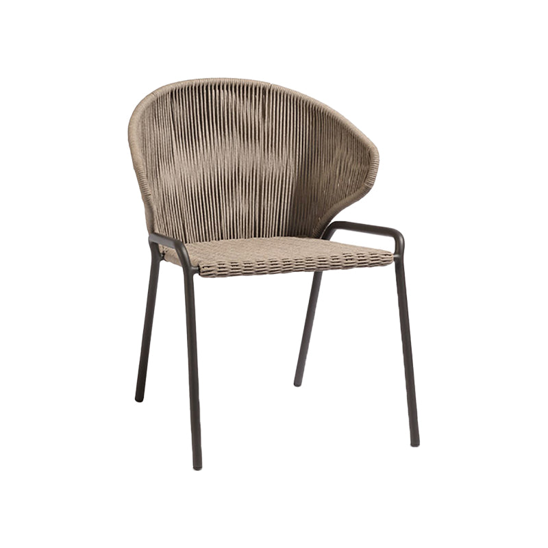 Tropical Outdoor Chair in Gray Rattan Dining Armchair Outdoors Dining Chair