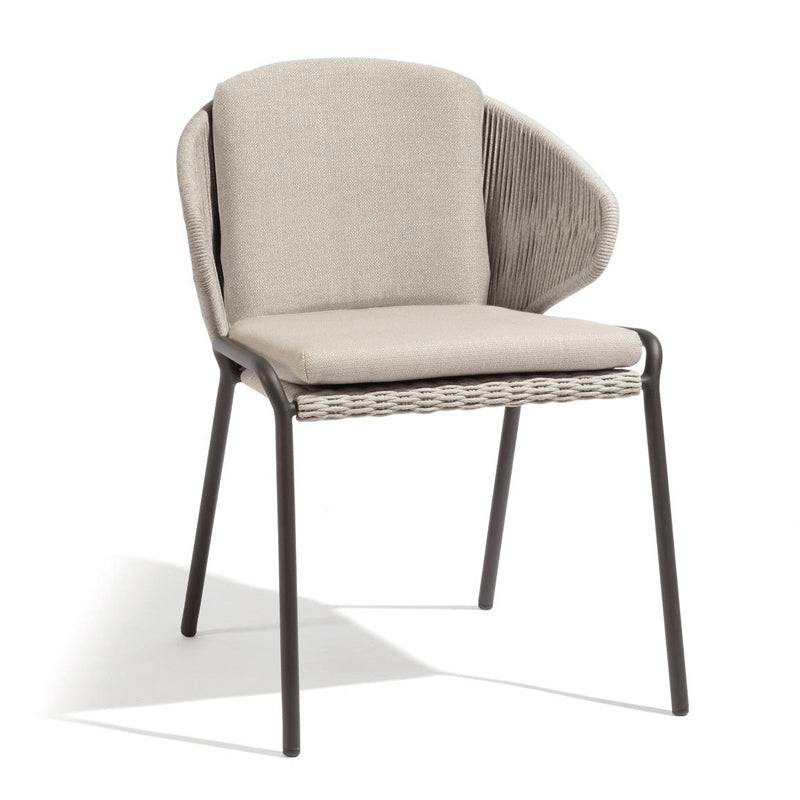 Tropical Outdoor Chair in Gray Rattan Dining Armchair Outdoors Dining Chair