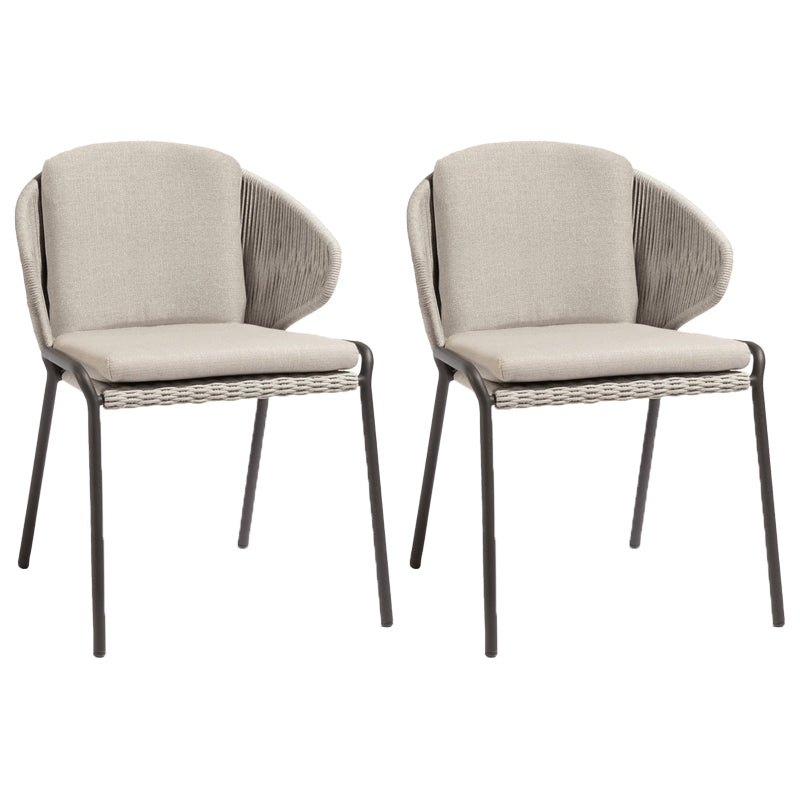 Tropical Outdoor Chair in Gray Rattan Dining Armchair Outdoors Dining Chair