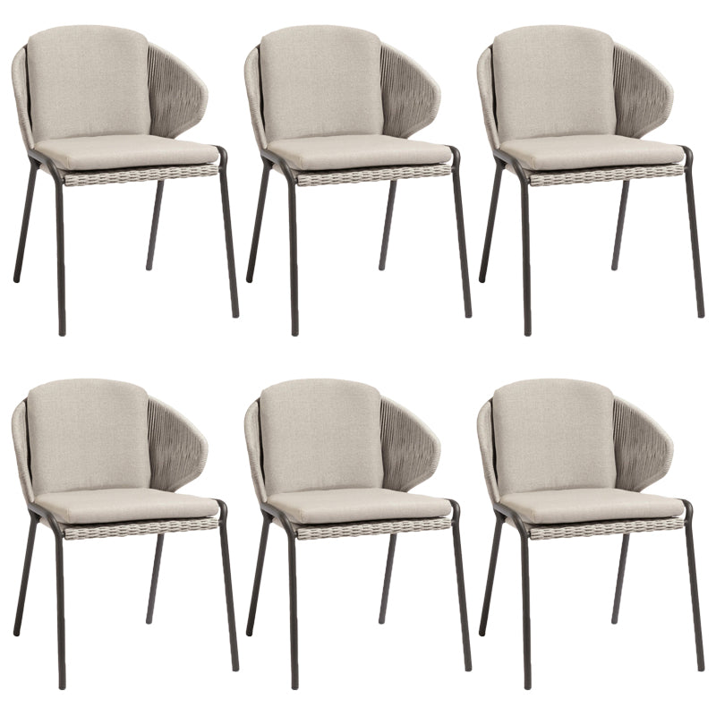 Tropical Outdoor Chair in Gray Rattan Dining Armchair Outdoors Dining Chair