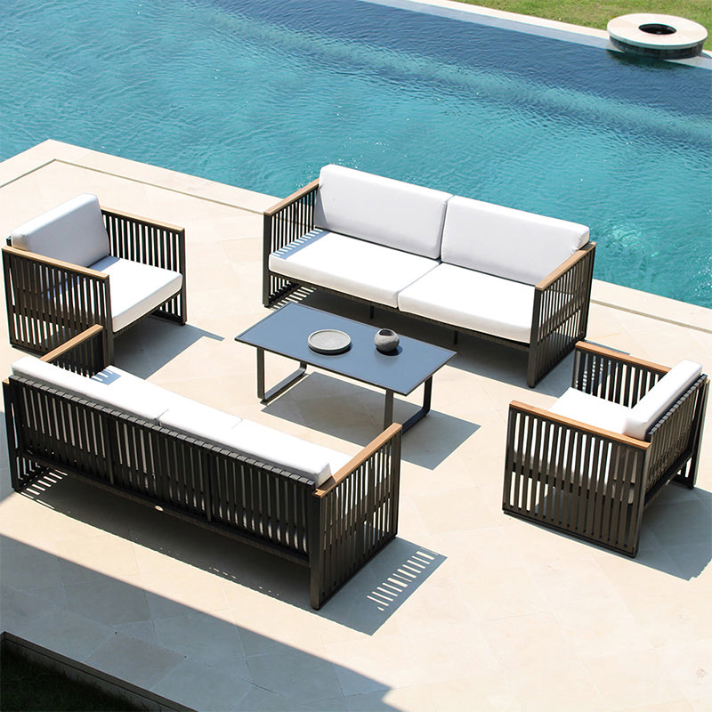 27.55" Wide Cushion Outdoor Sofa UV Resistant Metal Frame Patio Sofa