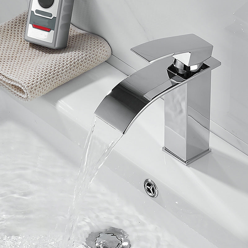 American Style 1 Handle Waterfall Basin Faucet, Bathroom Water Sink Faucet with Drain