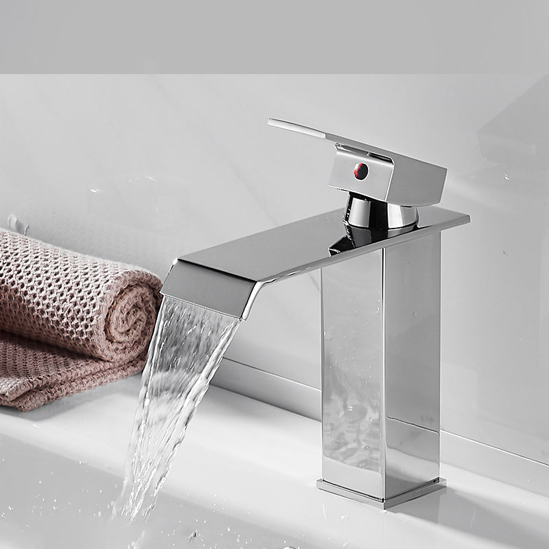 American Style 1 Handle Waterfall Basin Faucet, Bathroom Water Sink Faucet with Drain