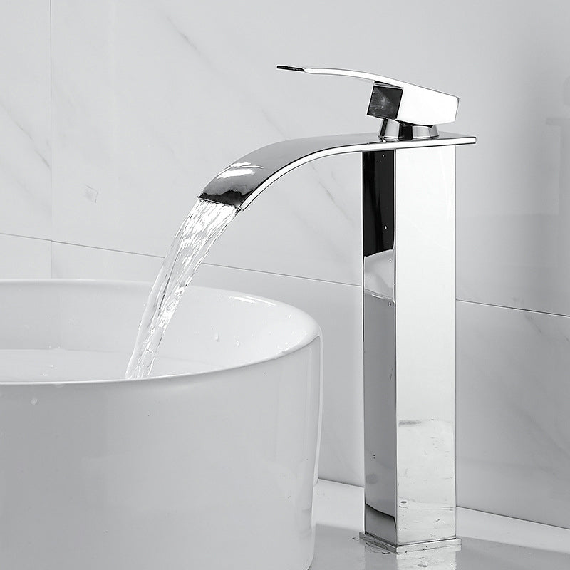 American Style 1 Handle Waterfall Basin Faucet, Bathroom Water Sink Faucet with Drain
