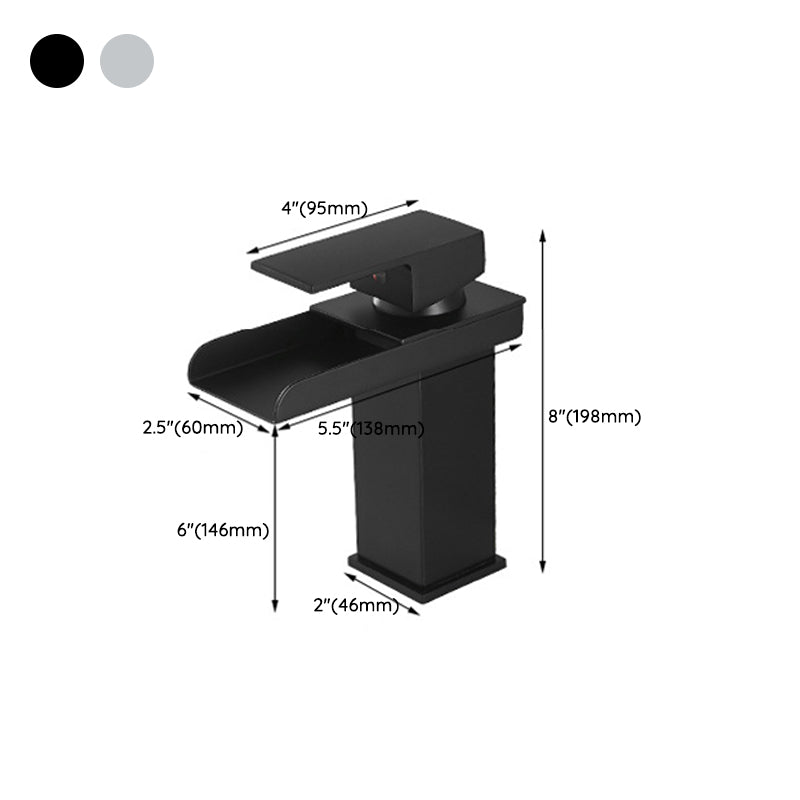 American Style 1 Handle Waterfall Basin Faucet, Bathroom Water Sink Faucet with Drain