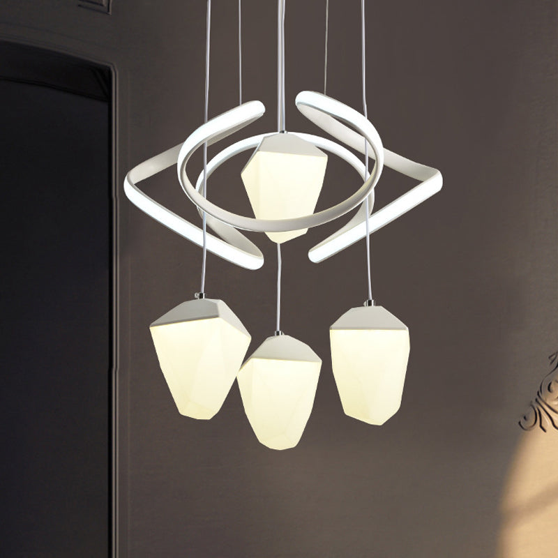 Geometrischer Acrylcluster-Anhänger modernistischer 4-Licht weiße LED-Deckenhängung Lampe mit Drehstrahl