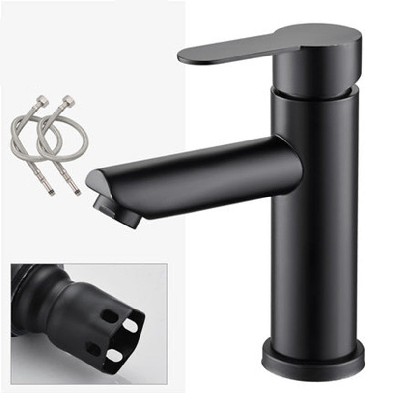 Circular Bathroom Faucet Modern Style Black Sink Faucet with Stainless Steel