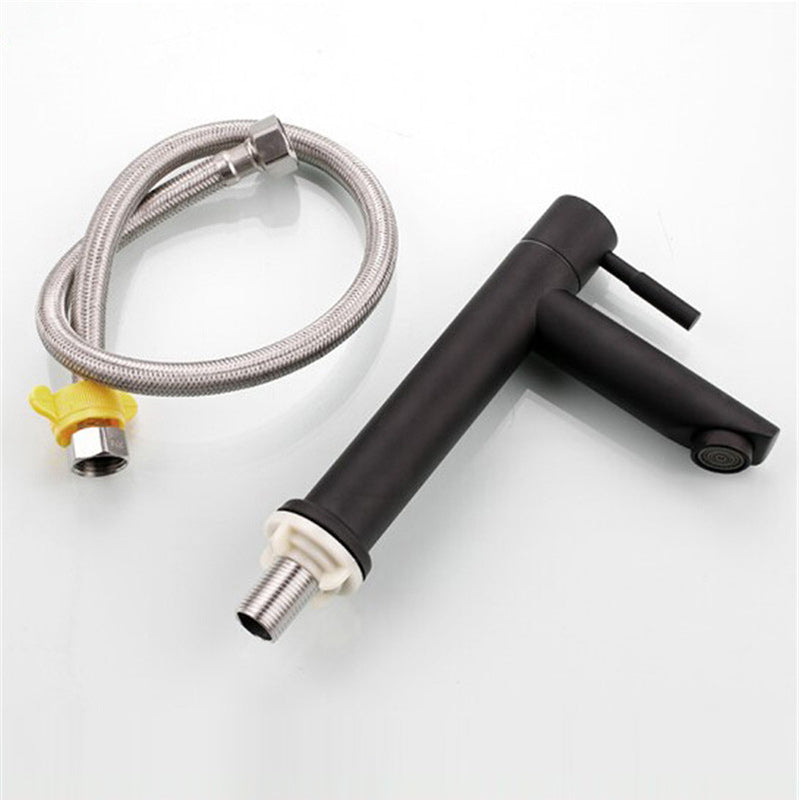 Circular Bathroom Faucet Modern Style Black Sink Faucet with Stainless Steel